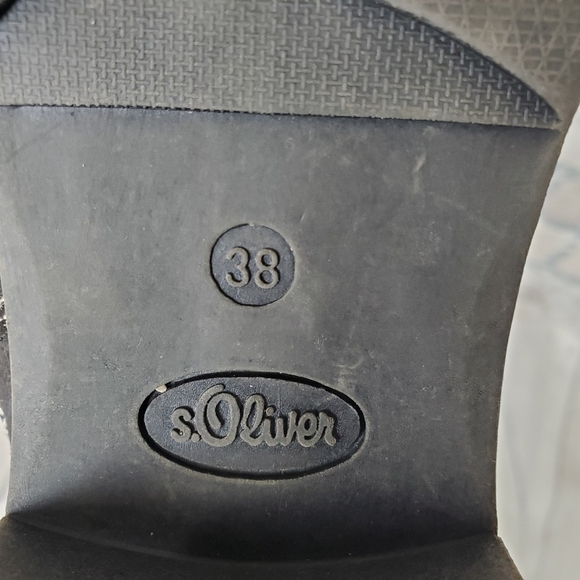 s.Oliver  Winter Tall Leather Boots Lined Faux Fur Black Size 38 - Picture 2 of 16